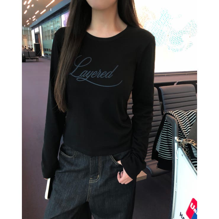 BLACK | ペーパーレタリング長袖 Tシャツ DS26058 | BEIDELLI