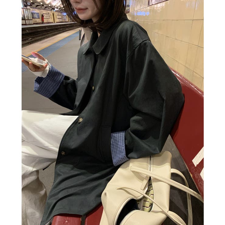 NAVY | ドヴ チェック配色 トレンチコート ct1064 | BEIDELLI