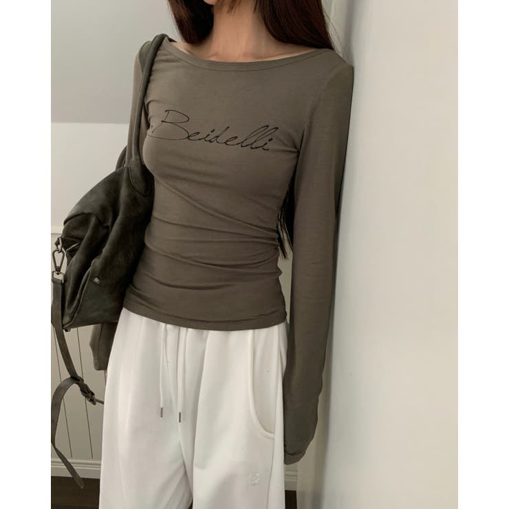 KHAKI | ダブルアップ ボートネック長袖Tシャツ DS26074 | BEIDELLI