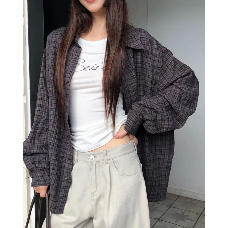 KHAKI | エンタ リンクルチェックシャツ DS26292 | BEIDELLI