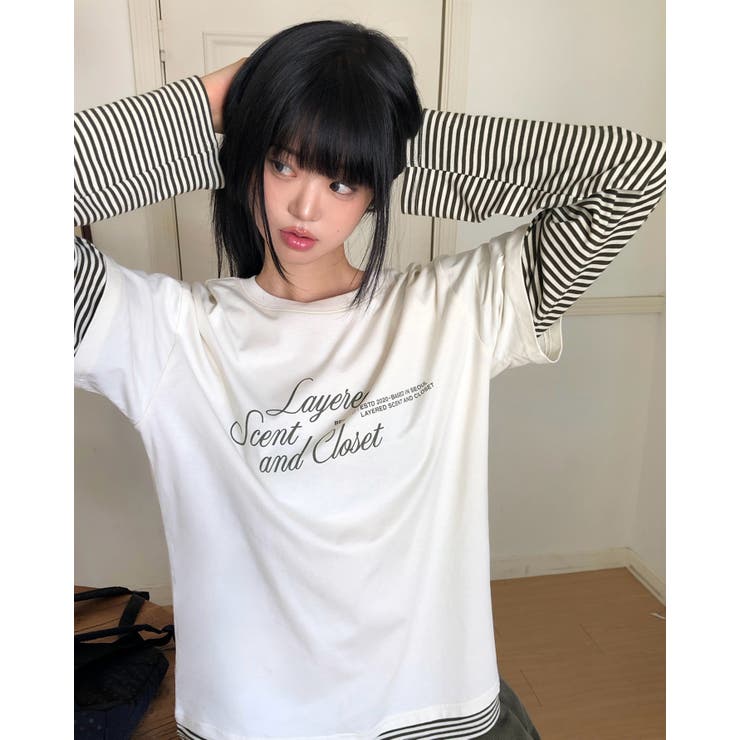 CREAM | ミックスド レイヤードストライプTシャツ DS26076 | BEIDELLI