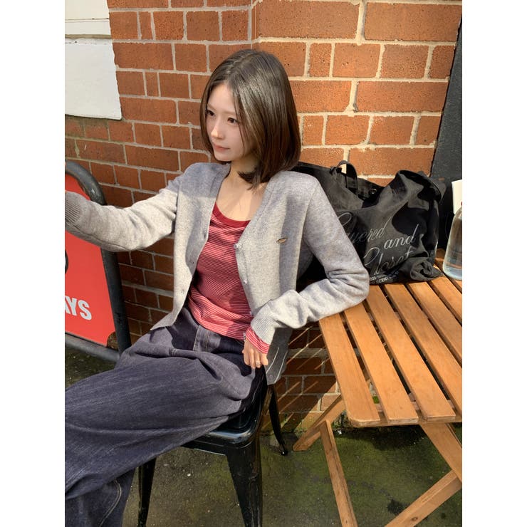 RED | ウィドゥン ストライプUネック長袖Tシャツ DS26237 | BEIDELLI