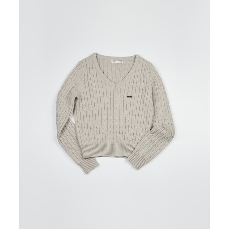 BEIGE | ハイドゥン ケーブルVネックニット DG26636 | BEIDELLI