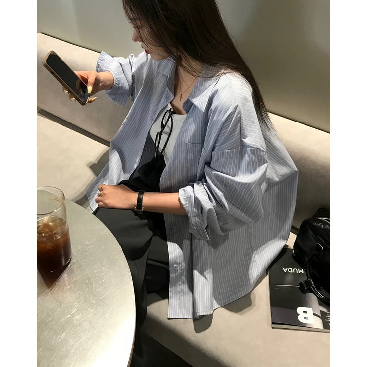 アロ、ストライプオーバーフィットシャツ bs1190 | BEIDELLI | 詳細画像2 