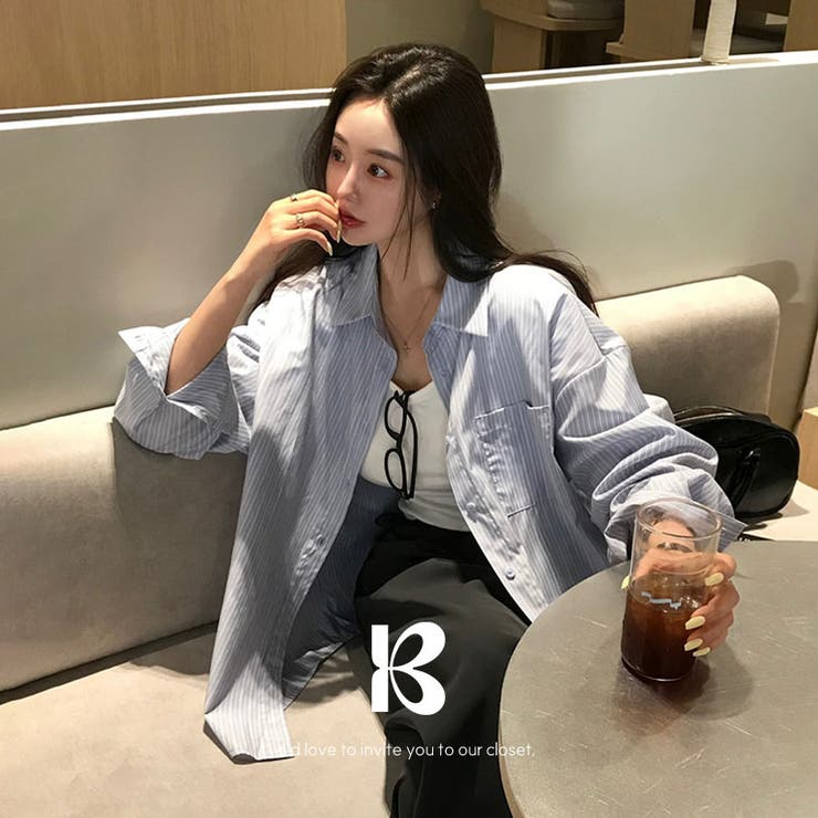 アロ、ストライプオーバーフィットシャツ bs1190 | BEIDELLI | 詳細画像1 