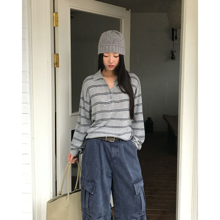 ダブルストライプ襟付きニット nt1309 | BEIDELLI | 詳細画像2 