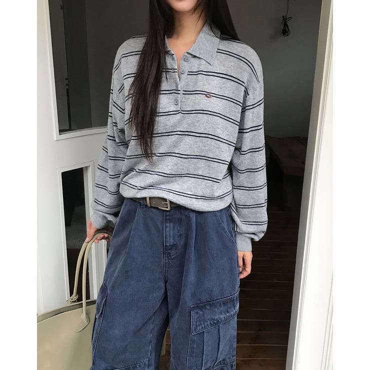 ダブルストライプ襟付きニット nt1309 | BEIDELLI | 詳細画像3 