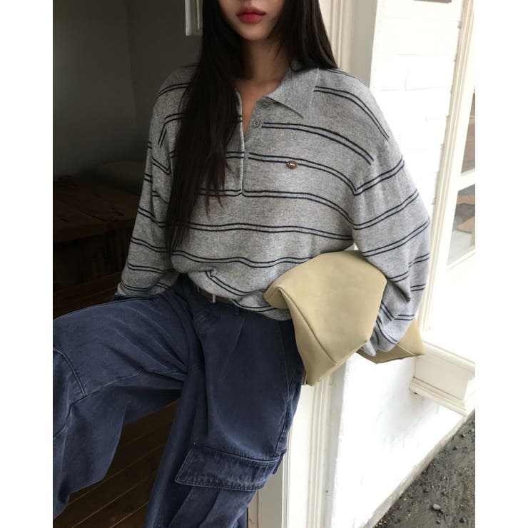 ダブルストライプ襟付きニット nt1309 | BEIDELLI | 詳細画像4 