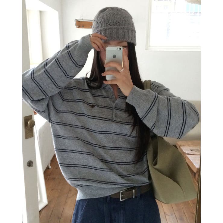 ダブルストライプ襟付きニット nt1309 | BEIDELLI | 詳細画像5 