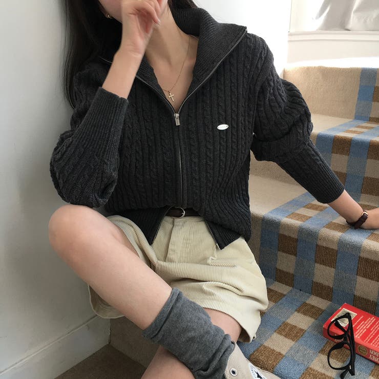 ペンダント付き、ケーブルニットジップアップ jp1177 | BEIDELLI | 詳細画像8 