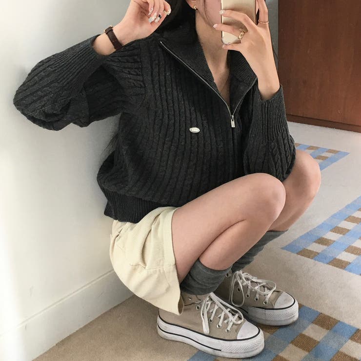 ペンダント付き、ケーブルニットジップアップ jp1177 | BEIDELLI | 詳細画像7 