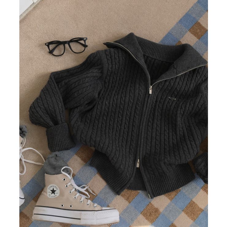 ペンダント付き、ケーブルニットジップアップ jp1177 | BEIDELLI | 詳細画像9 