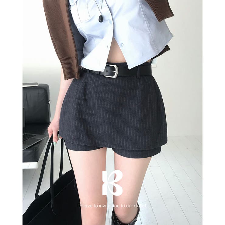 メガ ストライプレイヤードスカートパンツ sk1160 | BEIDELLI | 詳細画像1 