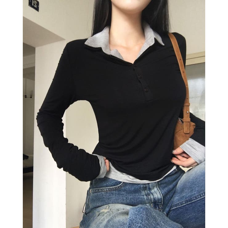 ペッパー カラー付きロングスリーブTシャツ ts1408 | BEIDELLI | 詳細画像2 