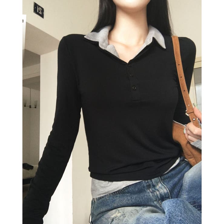 ペッパー カラー付きロングスリーブTシャツ ts1408 | BEIDELLI | 詳細画像3 