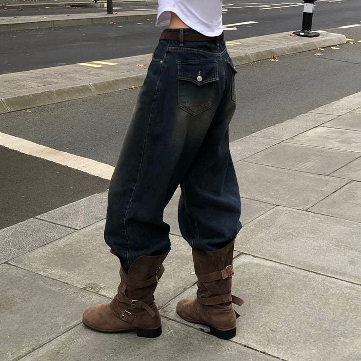 シアリング、バックポケットデニムワイドパンツ pt1427 | BEIDELLI | 詳細画像8 