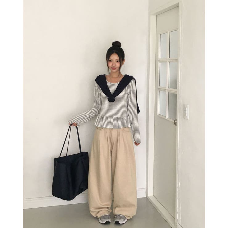 ウーブ、ボーダーフリル長袖Tシャツ ts1436 | BEIDELLI | 詳細画像3 