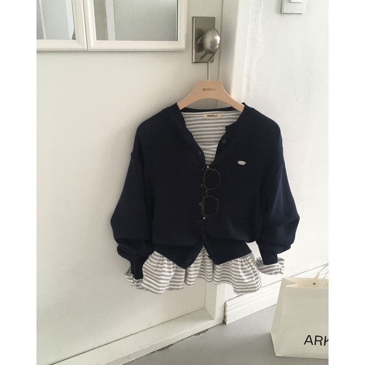 ウーブ、ボーダーフリル長袖Tシャツ ts1436 | BEIDELLI | 詳細画像5 