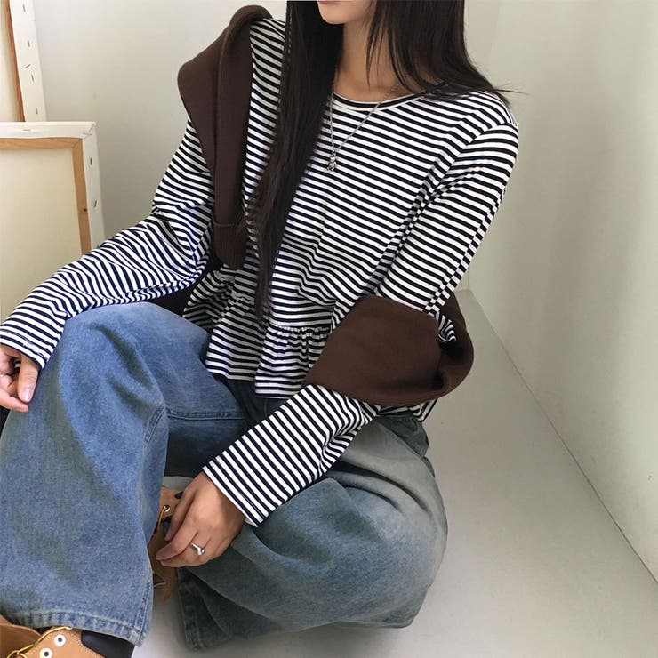 ウーブ、ボーダーフリル長袖Tシャツ ts1436 | BEIDELLI | 詳細画像6 