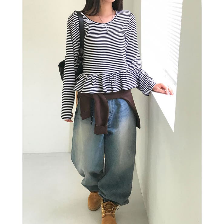 ウーブ、ボーダーフリル長袖Tシャツ ts1436 | BEIDELLI | 詳細画像8 