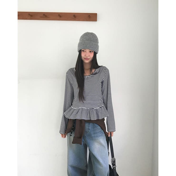 ウーブ、ボーダーフリル長袖Tシャツ ts1436 | BEIDELLI | 詳細画像9 