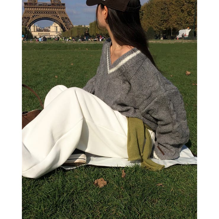 バゲット ケーブル オーバーフィット Vネック ニット nt1310 | BEIDELLI | 詳細画像2 