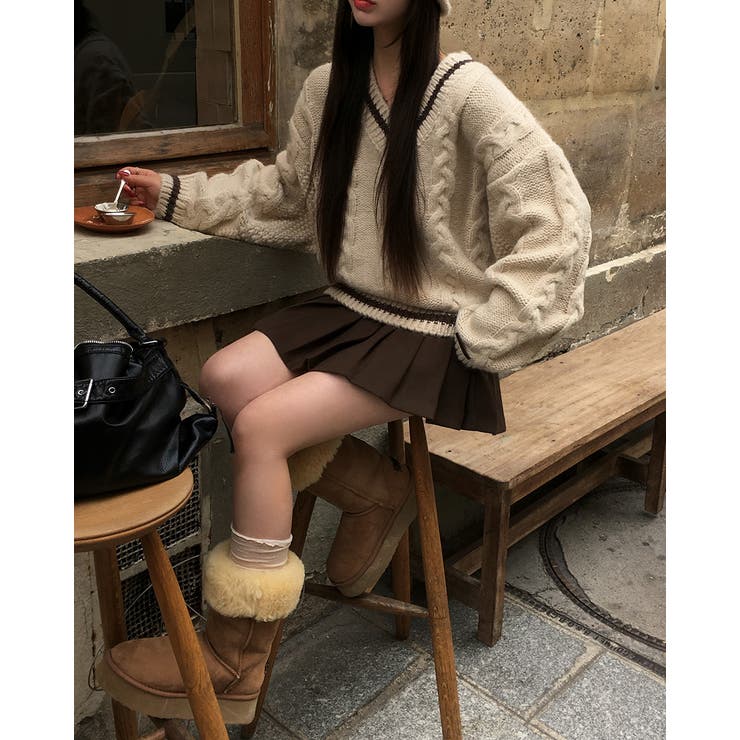 バゲット ケーブル オーバーフィット Vネック ニット nt1310 | BEIDELLI | 詳細画像7 