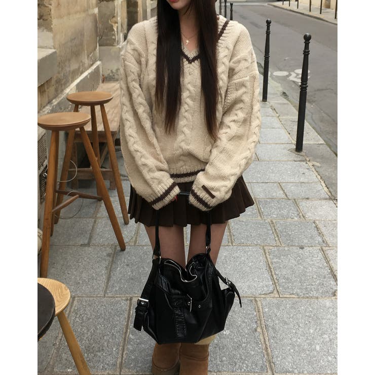 バゲット ケーブル オーバーフィット Vネック ニット nt1310 | BEIDELLI | 詳細画像6 