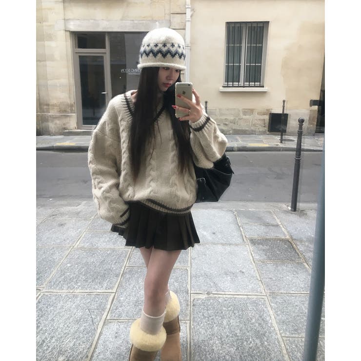 バゲット ケーブル オーバーフィット Vネック ニット nt1310 | BEIDELLI | 詳細画像8 