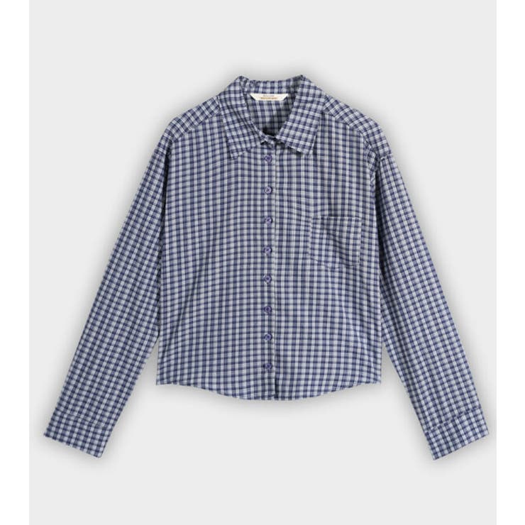 ネイビー | ピッピ、 スリムチェックシャツ・ブラウス bs1176 | BEIDELLI