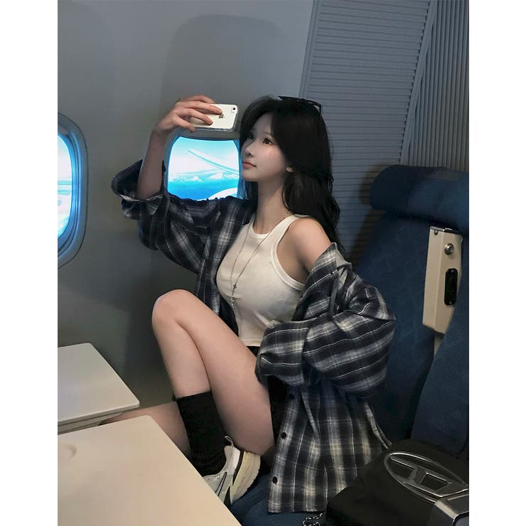 フード付き、ルーズフィットチェックシャツ bs1188 | BEIDELLI | 詳細画像8 