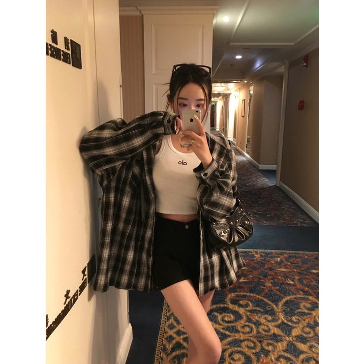 フード付き、ルーズフィットチェックシャツ bs1188 | BEIDELLI | 詳細画像10 