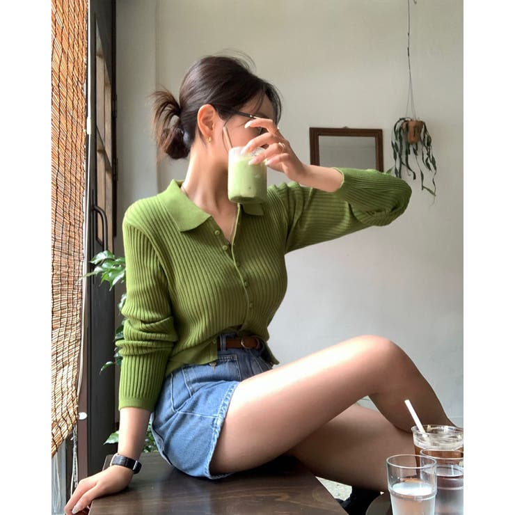 ビビッド、カラーネックリブニットカーディガン cd1245 | BEIDELLI | 詳細画像4 