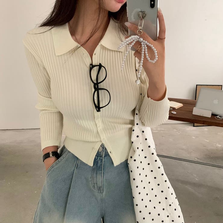 ビビッド、カラーネックリブニットカーディガン cd1245 | BEIDELLI | 詳細画像8 