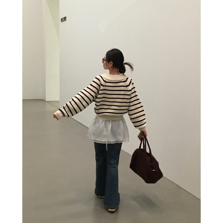 エル、ストライプニットカーディガン cd1259 | BEIDELLI | 詳細画像5 