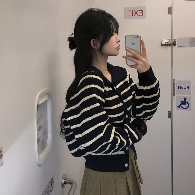 エル、ストライプニットカーディガン cd1259 | BEIDELLI | 詳細画像8 