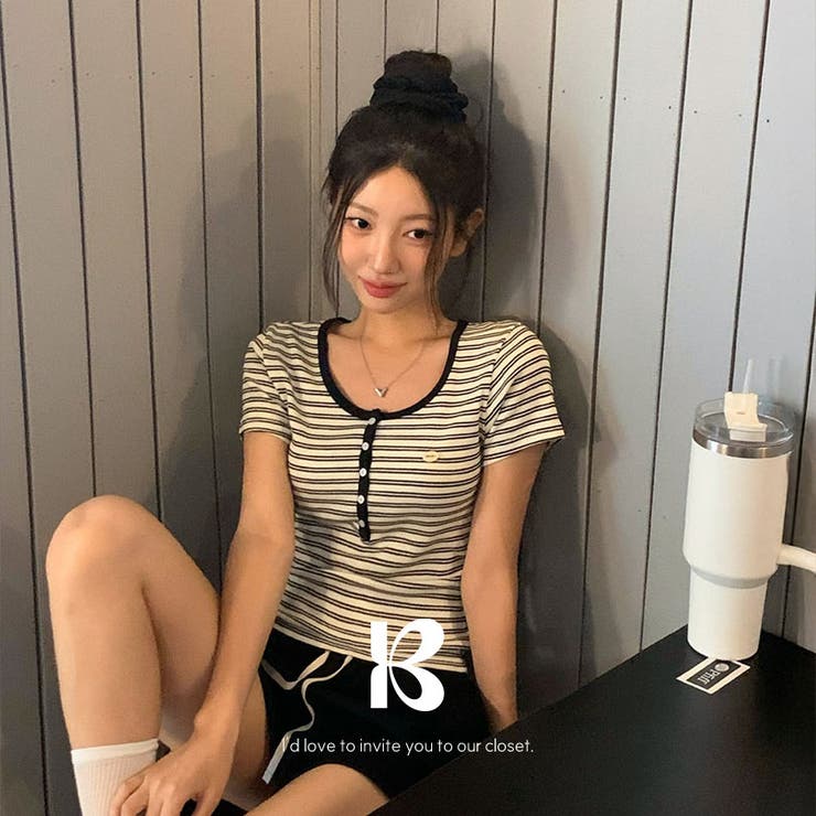 ワウ、ストライプUネック半袖Tシャツ ts1423 | BEIDELLI | 詳細画像4 