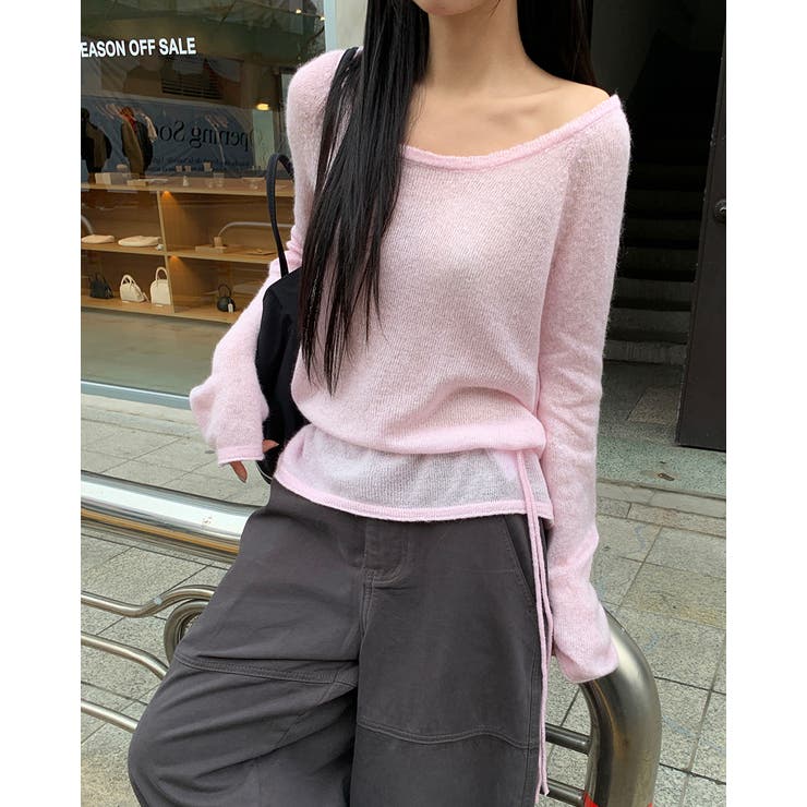 PINK | ヌア シースルー腰紐ニット nt1320 | BEIDELLI