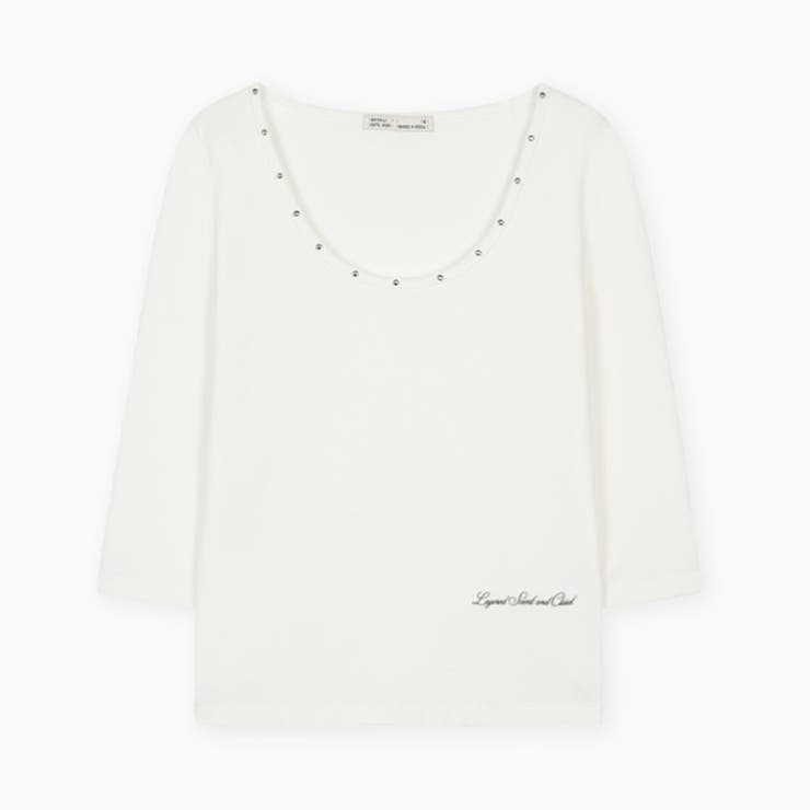 ホワイト | ダス リベット5分袖Tシャツ ts1488 | BEIDELLI