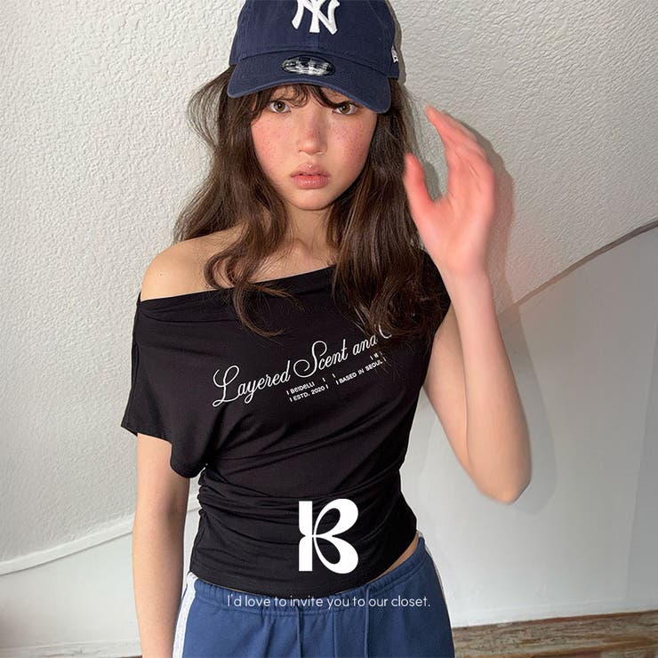 ブラック | エレン オフショルダーTシャツ ts1497 | BEIDELLI