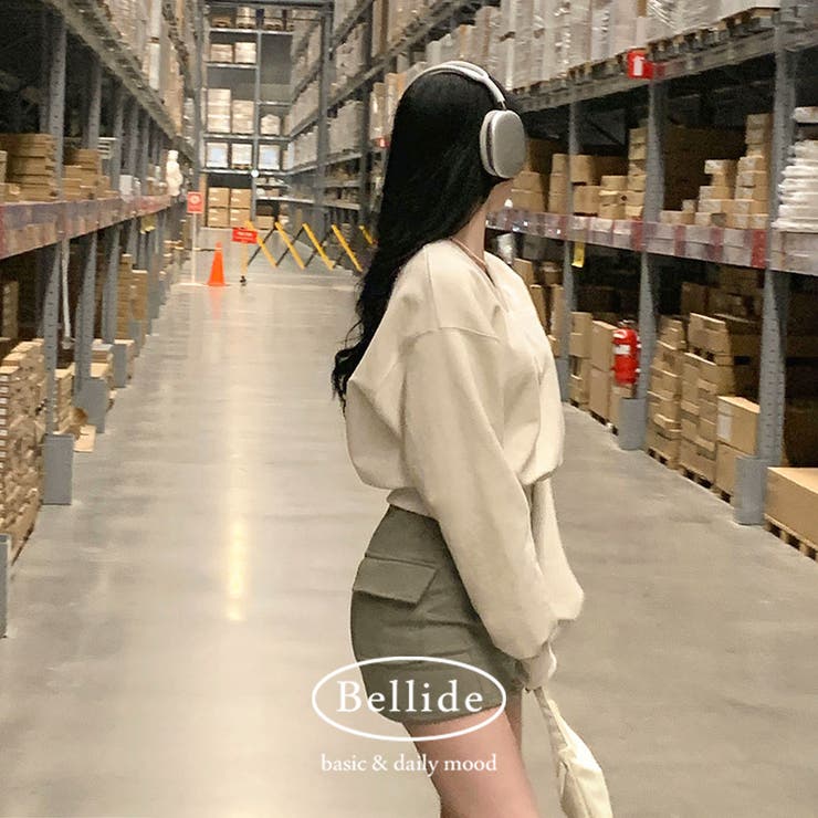 オートミール | パステルVネッククロップドスウェット ts1263 | BEIDELLI