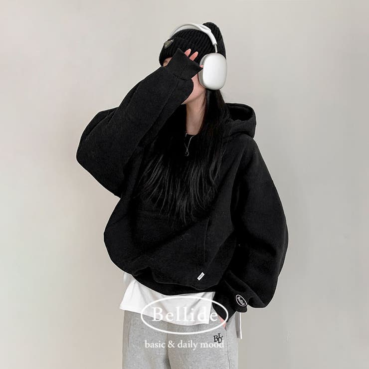 ブラック | ポイント刺繍パーカー ts1230 | BEIDELLI