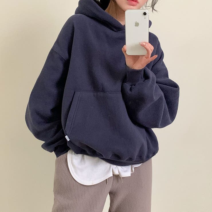 ネイビー | ポイント刺繍パーカー ts1230 | BEIDELLI