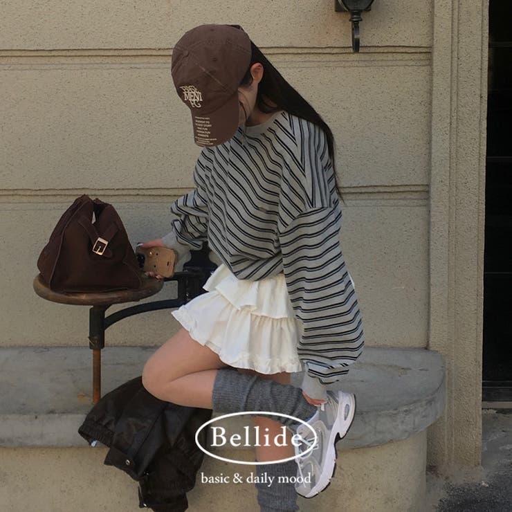 グレー | ヘイト、ストライプラウンドトレーナー ts1387 | BEIDELLI