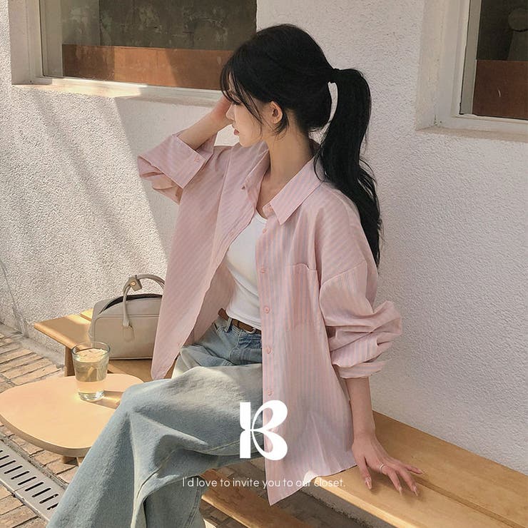 ピンク | アロ、ストライプオーバーフィットシャツ bs1190 | BEIDELLI