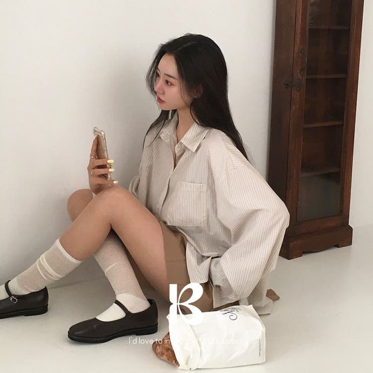 クリーム | アロ、ストライプオーバーフィットシャツ bs1190 | BEIDELLI