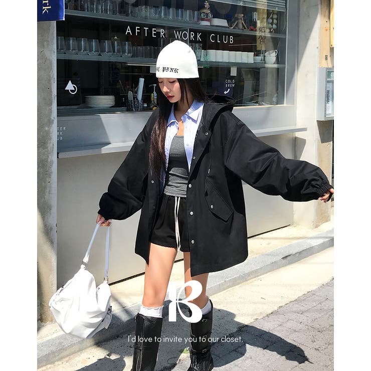 ブラック | クラン フード付きミリタリージャケット jk1163 | BEIDELLI