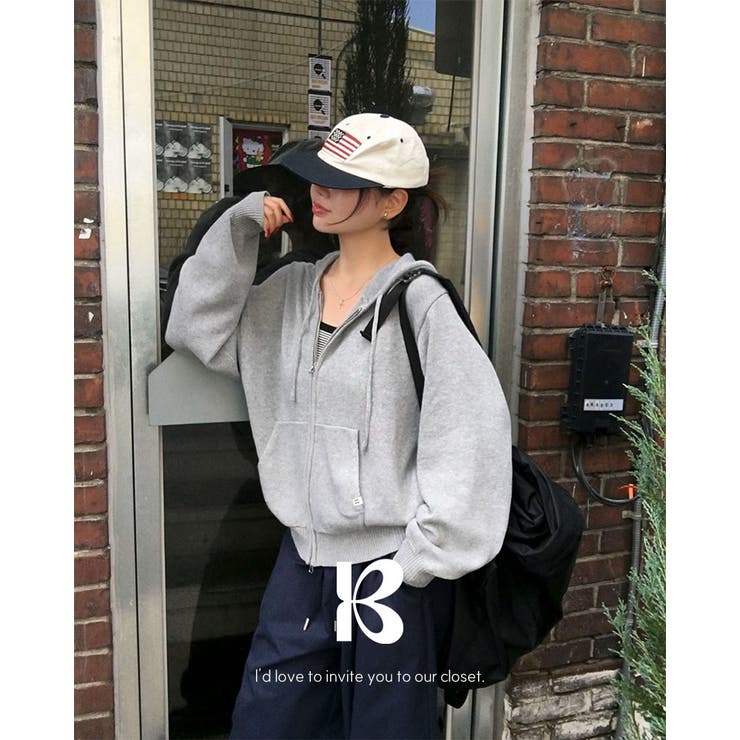 グレー | ブリーズニットフードジップアップ jp1182 | BEIDELLI