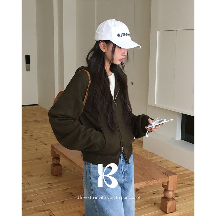 カーキブラウン | ブリーズニットフードジップアップ jp1182 | BEIDELLI