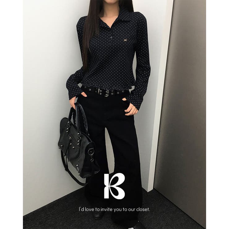 ブラック | トゥイーティー フリルカラードットロングスリーブTシャツ ts1448 | BEIDELLI